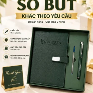 Bộ Quà Tặng Sổ Tay A5 Khắc Tên Kèm Bút Ký